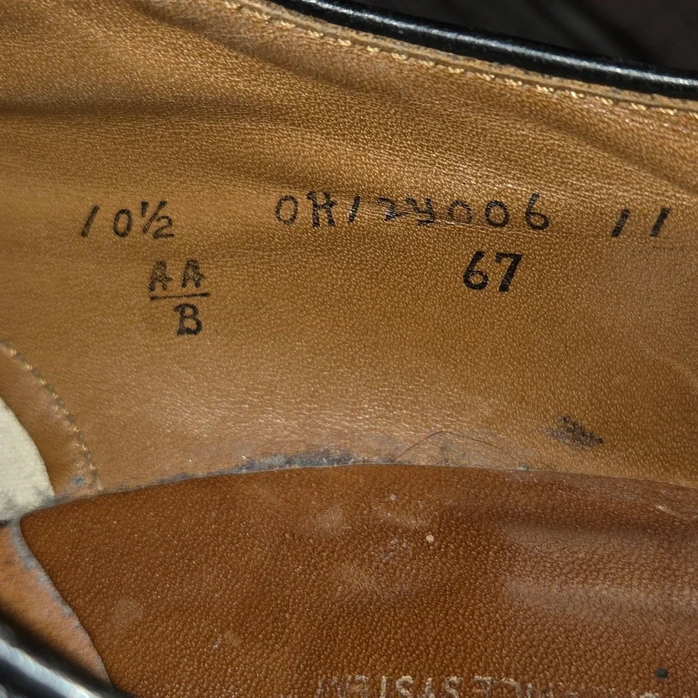 Sz 12 AA/ B Mens Alden 67 Black Calfskin‎ V-Tip Blucher Split Toe Dress Shoes